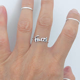 Sterling Silver Small Faith Ring, Dainty Religious Word Silver Rings, God Jewelry