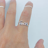 Sterling Silver Small Faith Ring, Dainty Religious Word Silver Rings, God Jewelry