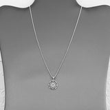 Sterling Silver Small Mandala Necklace, Silver Necklace, Flower Necklaces