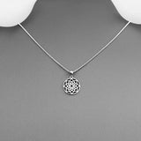 Sterling Silver Small Mandala Necklace, Silver Necklace, Flower Necklaces