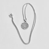 Sterling Silver Small Mandala Necklace, Silver Necklace, Flower Necklaces