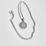 Sterling Silver Small Mandala Necklace, Silver Necklace, Flower Necklaces