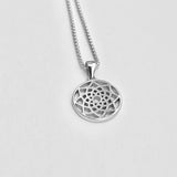 Sterling Silver Small Mandala Necklace, Silver Necklace, Flower Necklaces