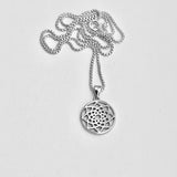 Sterling Silver Small Mandala Necklace, Silver Necklace, Flower Necklaces