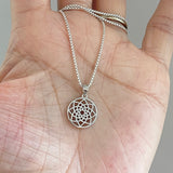 Sterling Silver Small Mandala Necklace, Silver Necklace, Flower Necklaces