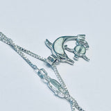 Sterling Silver White Lab Opal Dolphin and Turtle Necklace, Fish Chain, Ocean Animals