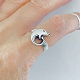 Sterling Silver Dolphin Ring, Fish Rings, Ocean Animal
