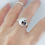 Sterling Silver Dolphin Ring, Fish Rings, Ocean Animal