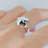 Sterling Silver Dolphin Ring, Fish Rings, Ocean Animal