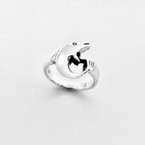 Sterling Silver Dolphin Ring, Fish Rings, Ocean Animal