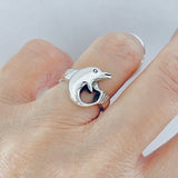 Sterling Silver Dolphin Ring, Fish Rings, Ocean Animal
