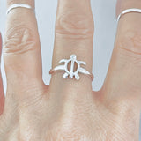 Sterling Silver High Polish Turtle Ring, Ocean Animal Rings, Beach Jewelry
