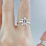 Sterling Silver High Polish Turtle Ring, Ocean Animal Rings, Beach Jewelry