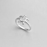 Sterling Silver High Polish Turtle Ring, Ocean Animal Rings, Beach Jewelry