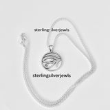 Sterling Silver Eye of Horus Necklace, Silver Chain, Religious Necklaces, Eye of Ra Chains