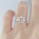 Sterling Silver High Polish Turtle Ring, Ocean Animal Rings, Beach Jewelry