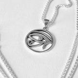 Sterling Silver Eye of Horus Necklace, Silver Chain, Religious Necklaces, Eye of Ra Chains