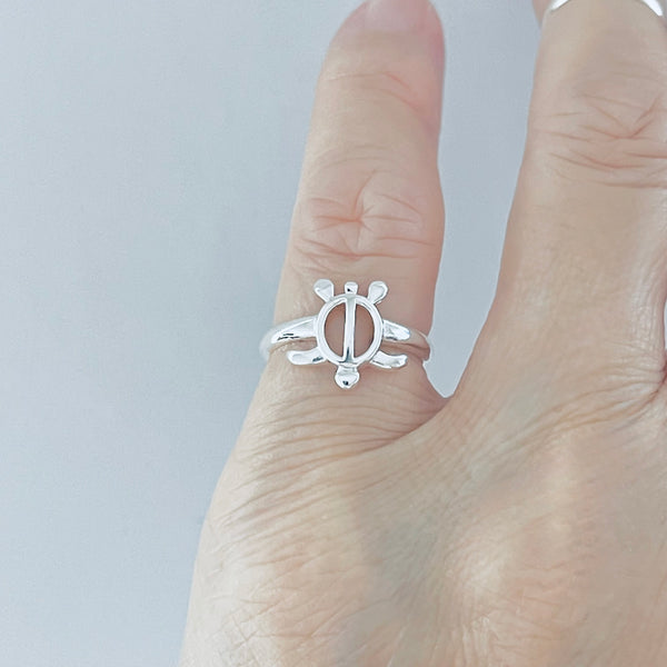 Sterling Silver High Polish Turtle Ring, Ocean Animal Rings, Beach Jewelry