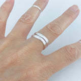 Sterling Silver High Polish Curve Thumb Band, Silver Ring, Stackable Wedding Bands