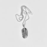 Sterling Silver Large Feather Necklace, Silver Chain, Bird Necklaces, Angels Wings