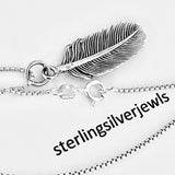 Sterling Silver Large Feather Necklace, Silver Chain, Bird Necklaces, Angels Wings