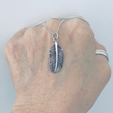 Sterling Silver Large Feather Necklace, Silver Chain, Bird Necklaces, Angels Wings