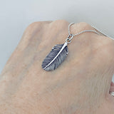 Sterling Silver Large Feather Necklace, Silver Chain, Bird Necklaces, Angels Wings