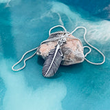 Sterling Silver Large Feather Necklace, Silver Chain, Bird Necklaces, Angels Wings