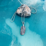 Sterling Silver Large Feather Necklace, Silver Chain, Bird Necklaces, Angels Wings