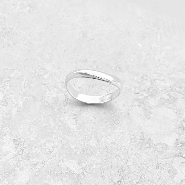 Sterling Silver High Polish Curve Thumb Band, Silver Ring, Stackable Wedding Bands