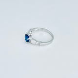Sterling Silver Blue Sapphire CZ Heart Claddagh Ring, Irish Rings, Friendship Jewelry