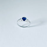 Sterling Silver Blue Sapphire CZ Heart Claddagh Ring, Irish Rings, Friendship Jewelry