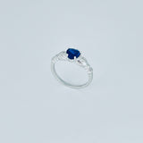 Sterling Silver Blue Sapphire CZ Heart Claddagh Ring, Irish Rings, Friendship Jewelry