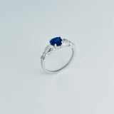 Sterling Silver Blue Sapphire CZ Heart Claddagh Ring, Irish Rings, Friendship Jewelry