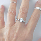 Sterling SilverClear CZ Heart Irish Claddagh Ring, April Birthstone Rings, Love/Friendship Jewelry