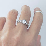 Sterling SilverClear CZ Heart Irish Claddagh Ring, April Birthstone Rings, Love/Friendship Jewelry