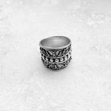Sterling Silver Bali Style Swirly Ring, Statement Boho Jewelry, Silver Wide Bands