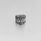 Sterling Silver Bali Style Swirly Ring, Statement Boho Jewelry, Silver Wide Bands