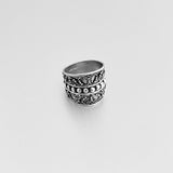 Sterling Silver Bali Style Swirly Ring, Statement Boho Jewelry, Silver Wide Bands