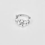 Sterling Silver Triple Plumeria Ring with Leaf, Floral Rings, Hawaii Flower Jewelry