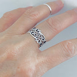 Sterling Silver Eternity Swirls Band Ring, Filigree Wedding Rings, Swirly Jewelry