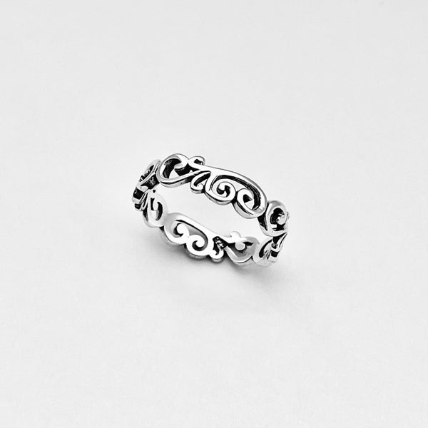 Sterling Silver Eternity Swirls Band Ring, Filigree Wedding Rings, Swirly Jewelry