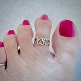 Sterling Silver Four Hearts Toe Ring, Silver Rings, Love Heart Jewelry