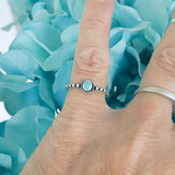 Sterling Silver Bali Style Turquoise Toe Ring | Dainty Boho Stone Silver Rings