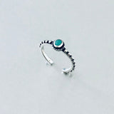 Sterling Silver Bali Style Turquoise Toe Ring | Dainty Boho Stone Silver Rings
