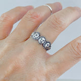 925 Sterling Silver Unisex Sunny Faces Band Ring | Sunshine Boho Sun Jewelry