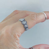 925 Sterling Silver Unisex Sunny Faces Band Ring | Sunshine Boho Sun Jewelry