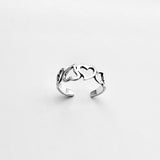 Sterling Silver Four Hearts Toe Ring, Silver Rings, Love Heart Jewelry