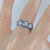 925 Sterling Silver Unisex Sunny Faces Band Ring | Sunshine Boho Sun Jewelry