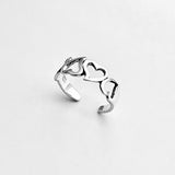 Sterling Silver Four Hearts Toe Ring, Silver Rings, Love Heart Jewelry